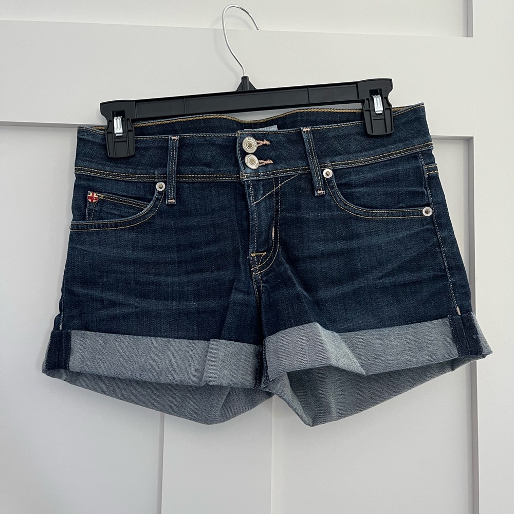 Hudson Jeans Dark Blue Cuffed Denim Shorts